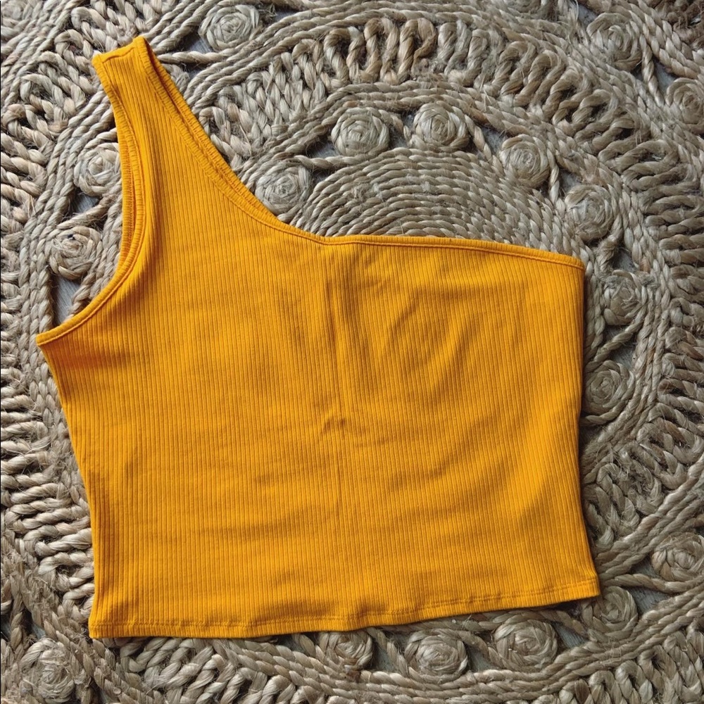 SOLD Yellow One Shoulder Crop Top